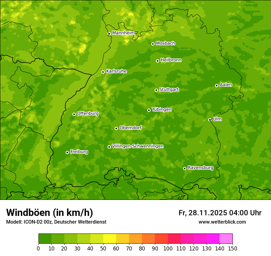 Modellkarten Windgeschwindigkeit