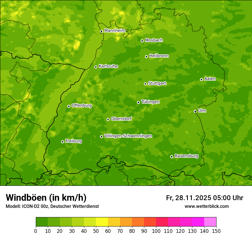 Modellkarten Windgeschwindigkeit