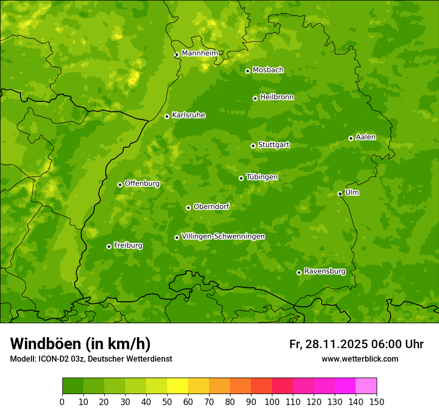 Modellkarten Windgeschwindigkeit