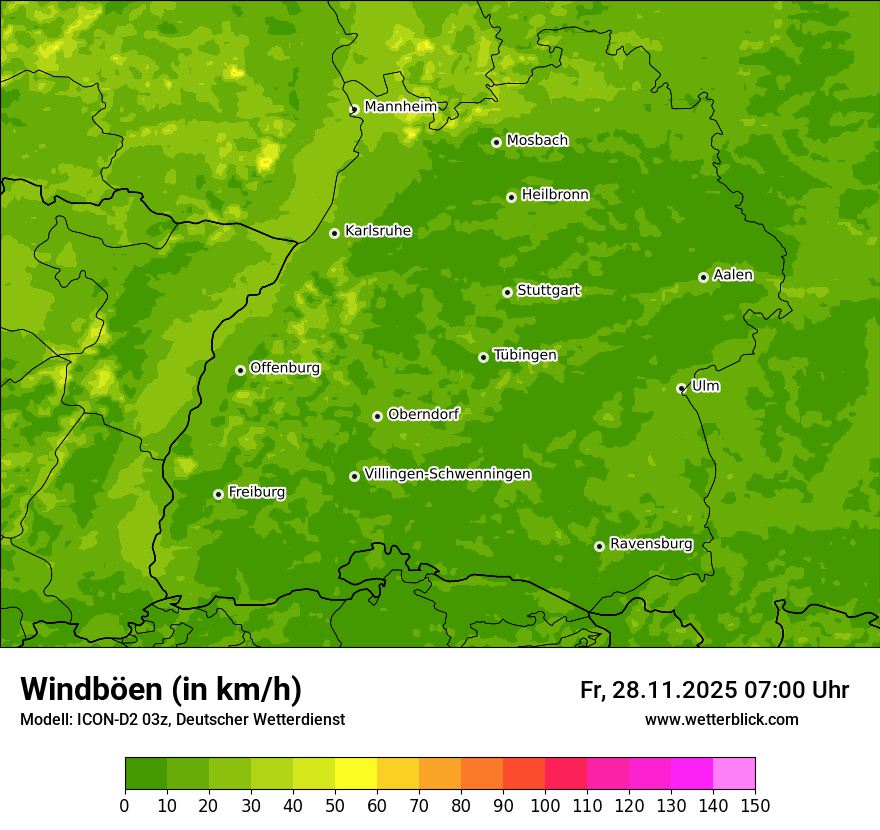Modellkarten Windgeschwindigkeit