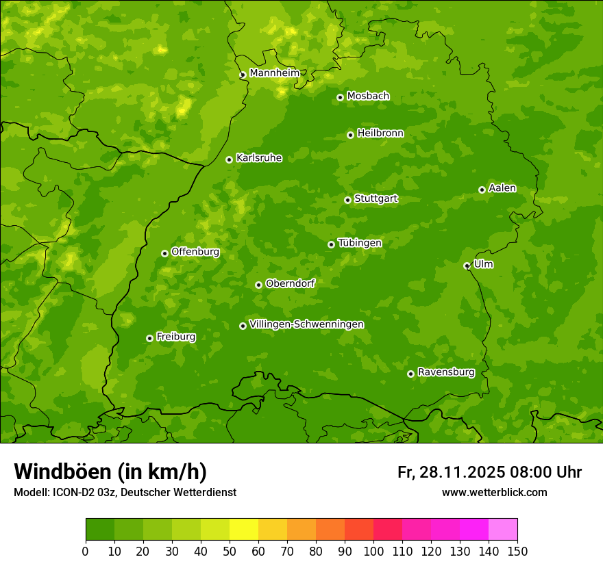 Modellkarten Windgeschwindigkeit