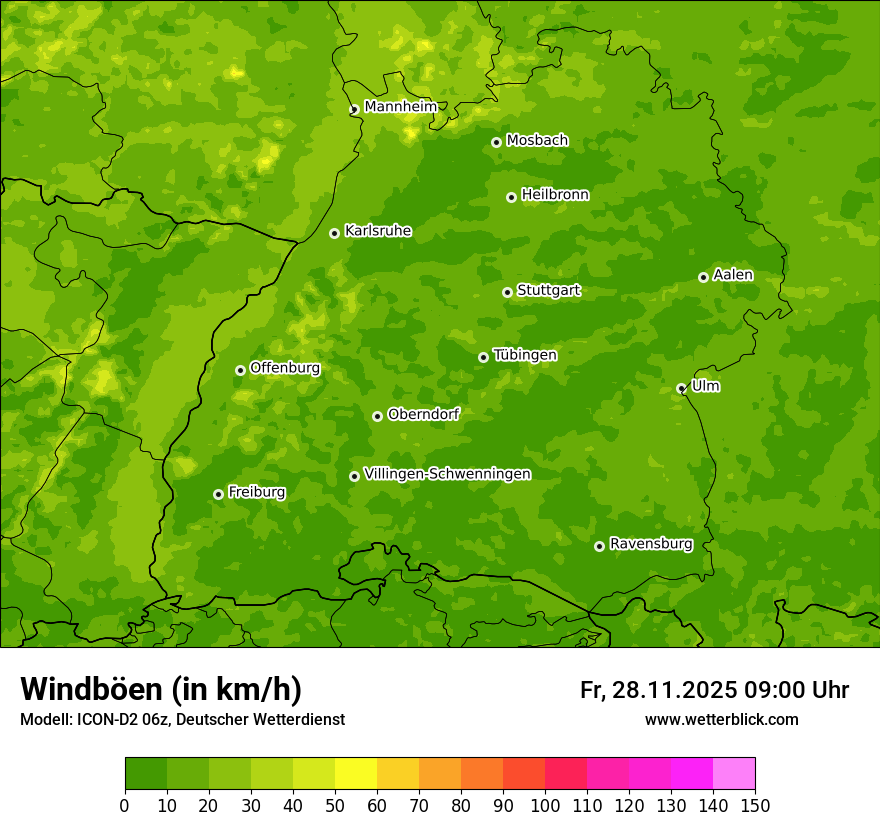 Modellkarten Windgeschwindigkeit