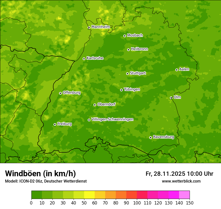 Modellkarten Windgeschwindigkeit