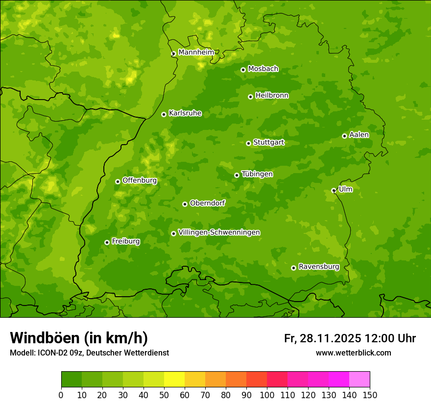 Modellkarten Windgeschwindigkeit