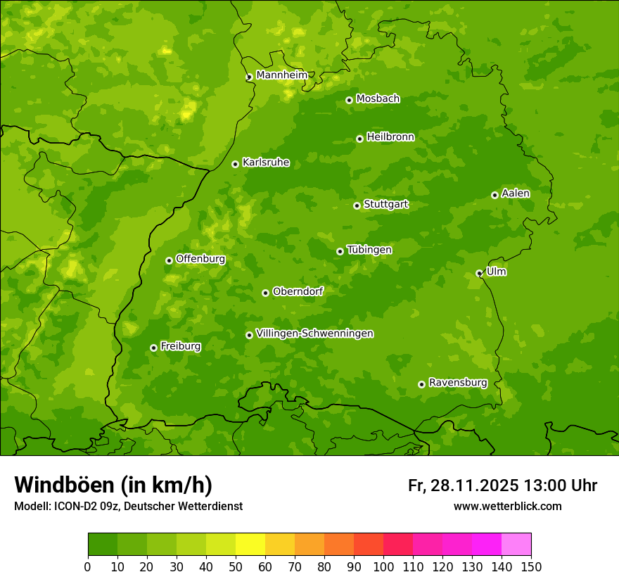 Modellkarten Windgeschwindigkeit