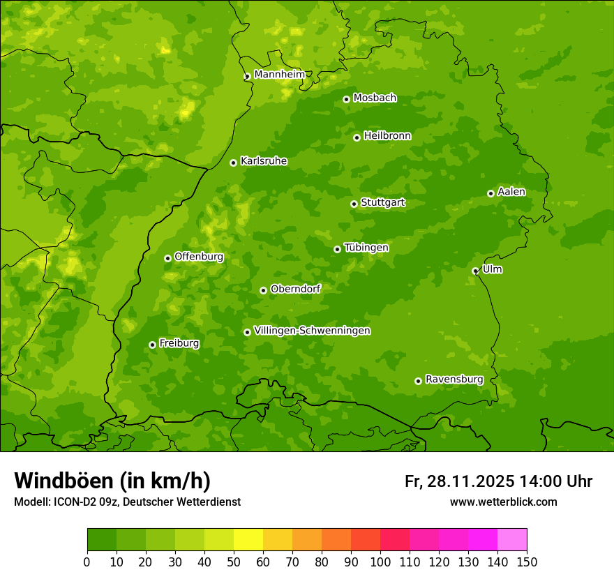 Modellkarten Windgeschwindigkeit