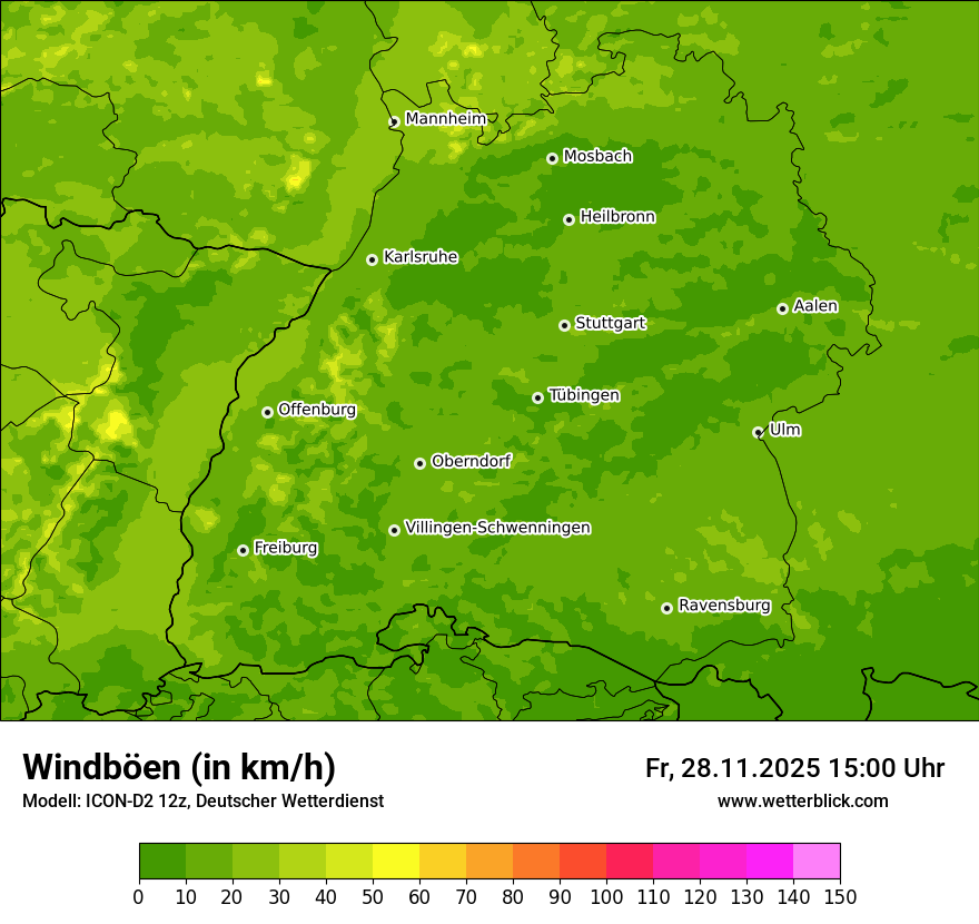Modellkarten Windgeschwindigkeit