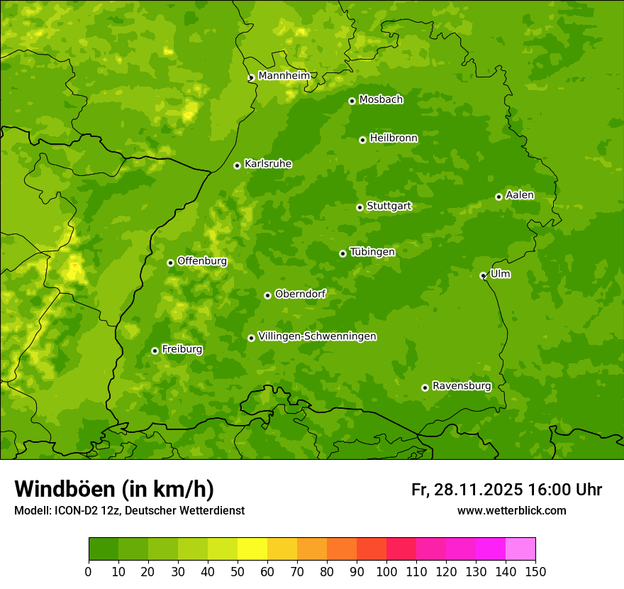 Modellkarten Windgeschwindigkeit