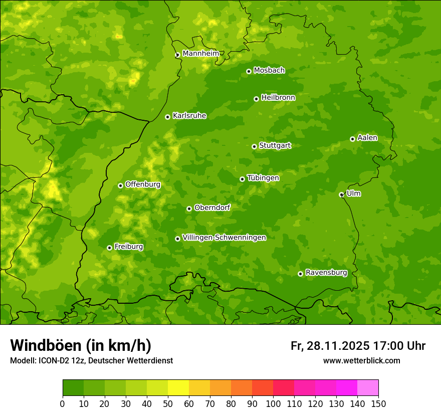 Modellkarten Windgeschwindigkeit