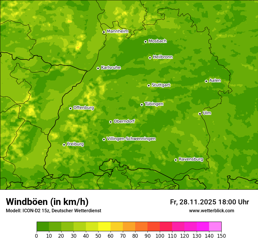 Modellkarten Windgeschwindigkeit