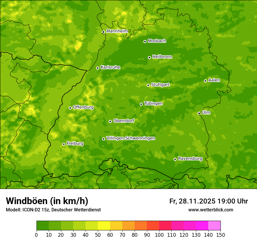 Modellkarten Windgeschwindigkeit