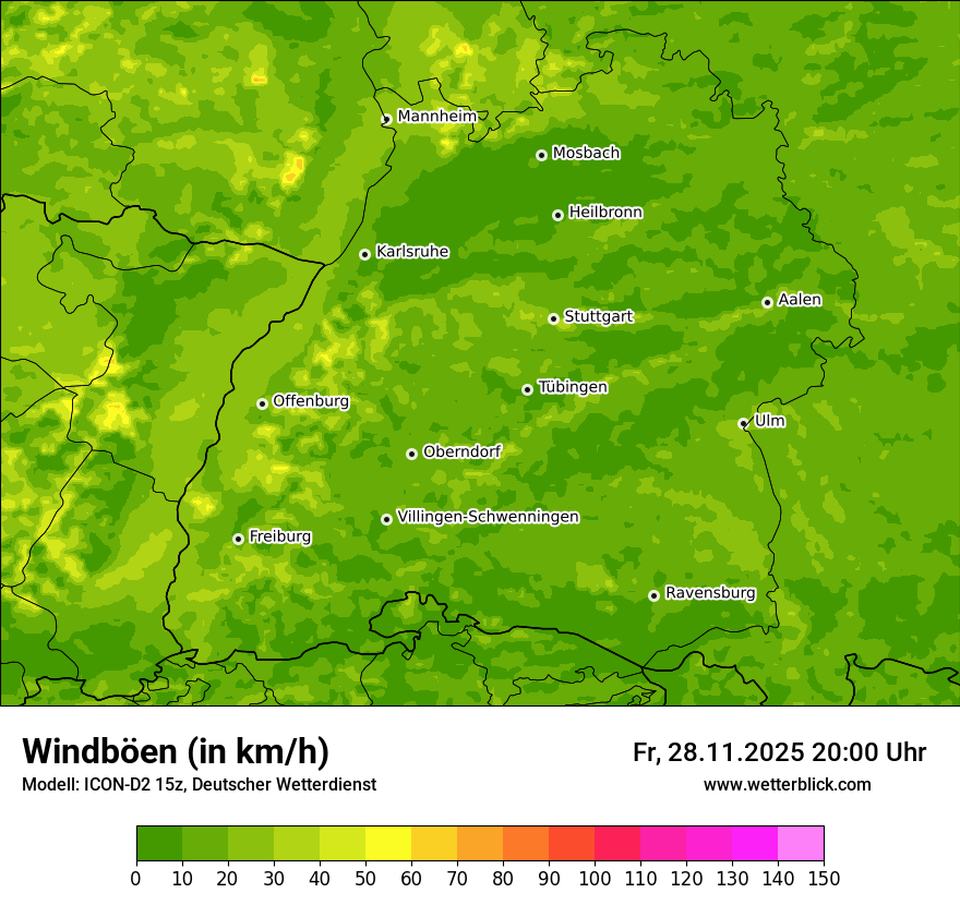 Modellkarten Windgeschwindigkeit