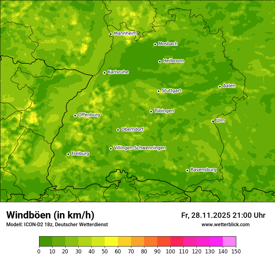 Modellkarten Windgeschwindigkeit
