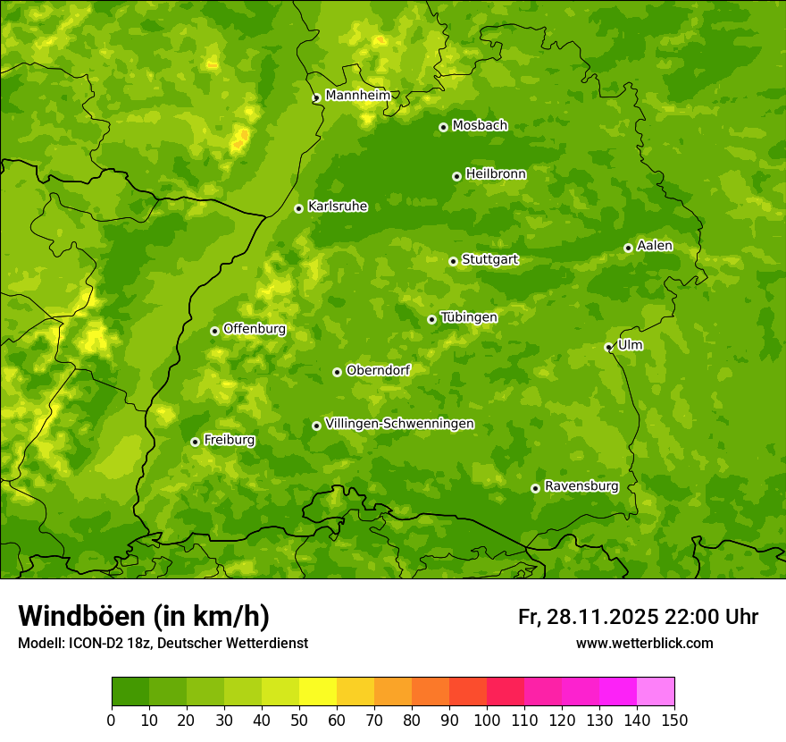 Modellkarten Windgeschwindigkeit