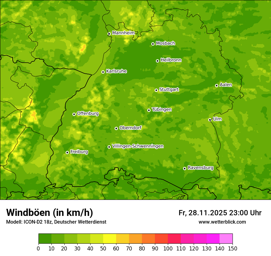 Modellkarten Windgeschwindigkeit