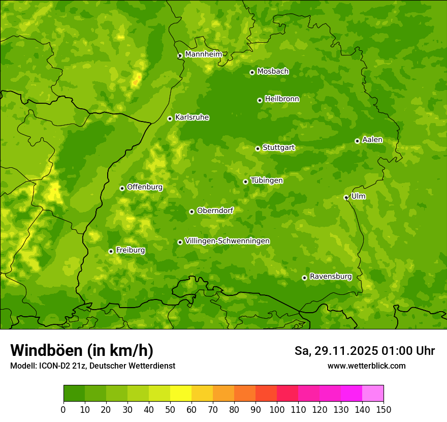 Modellkarten Windgeschwindigkeit