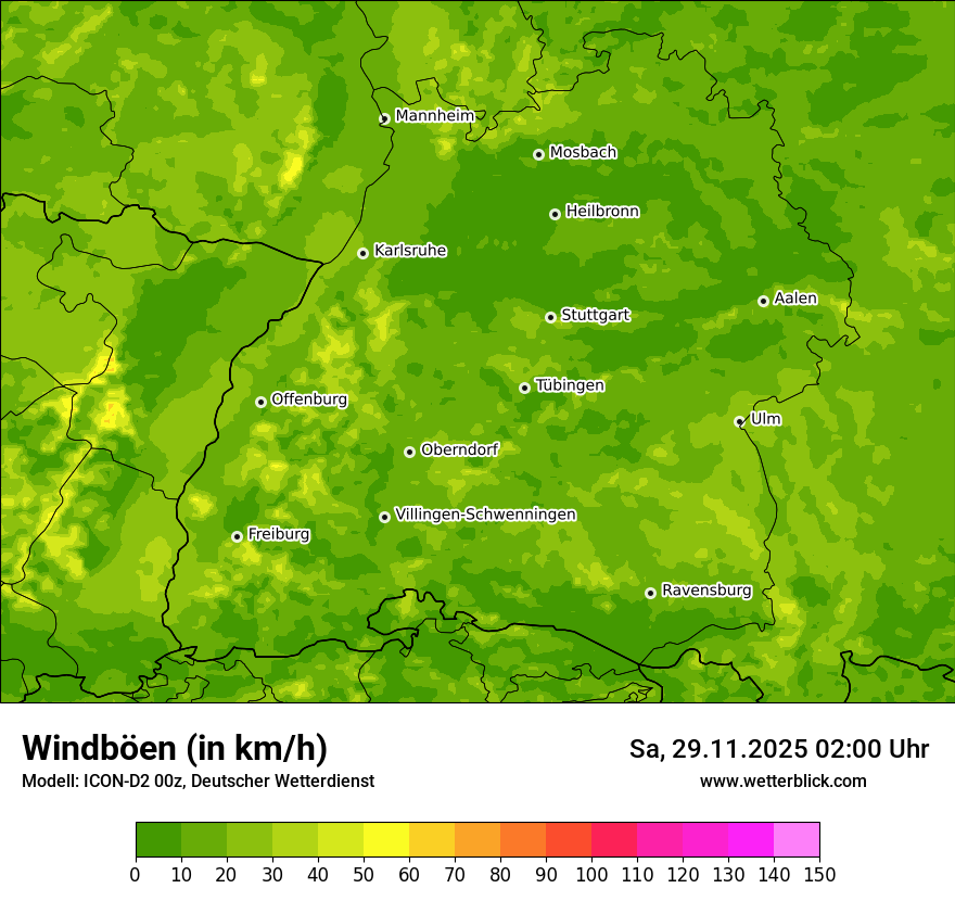 Modellkarten Windgeschwindigkeit