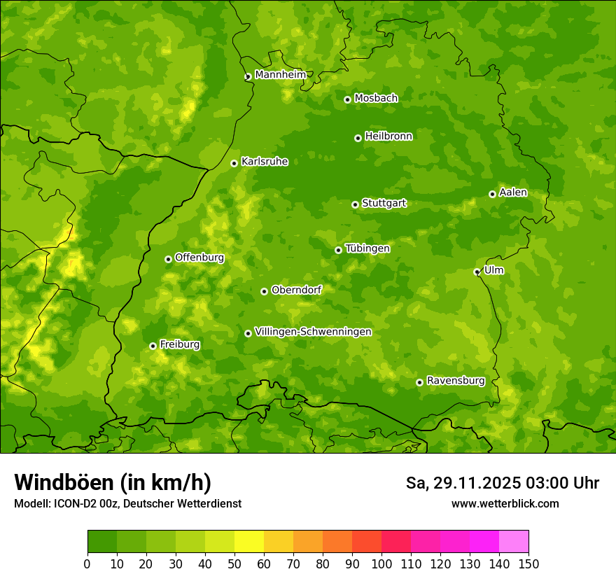 Modellkarten Windgeschwindigkeit