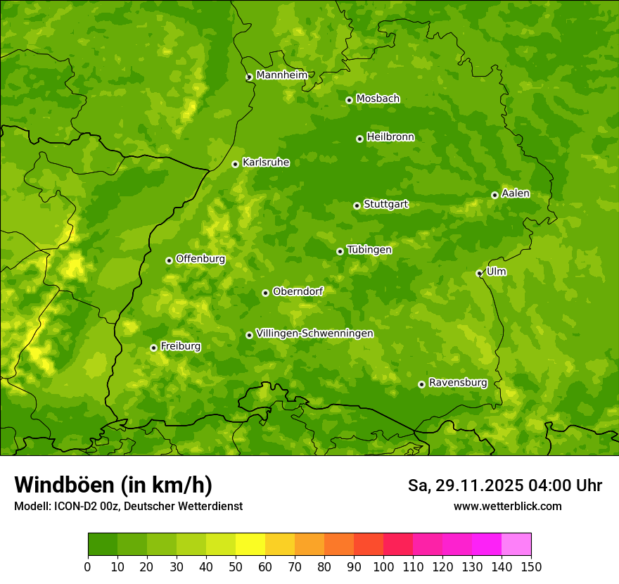 Modellkarten Windgeschwindigkeit