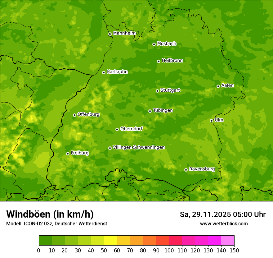 Modellkarten Windgeschwindigkeit