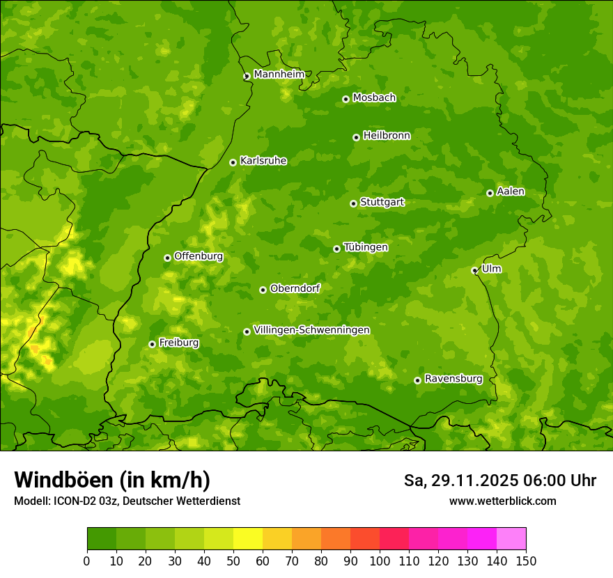Modellkarten Windgeschwindigkeit