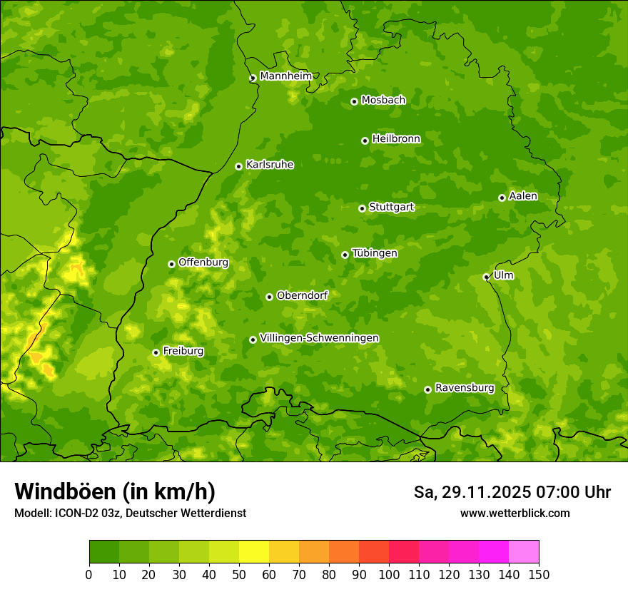 Modellkarten Windgeschwindigkeit