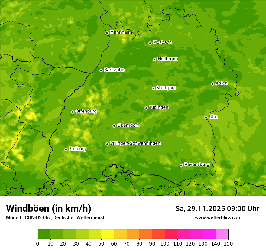 Modellkarten Windgeschwindigkeit