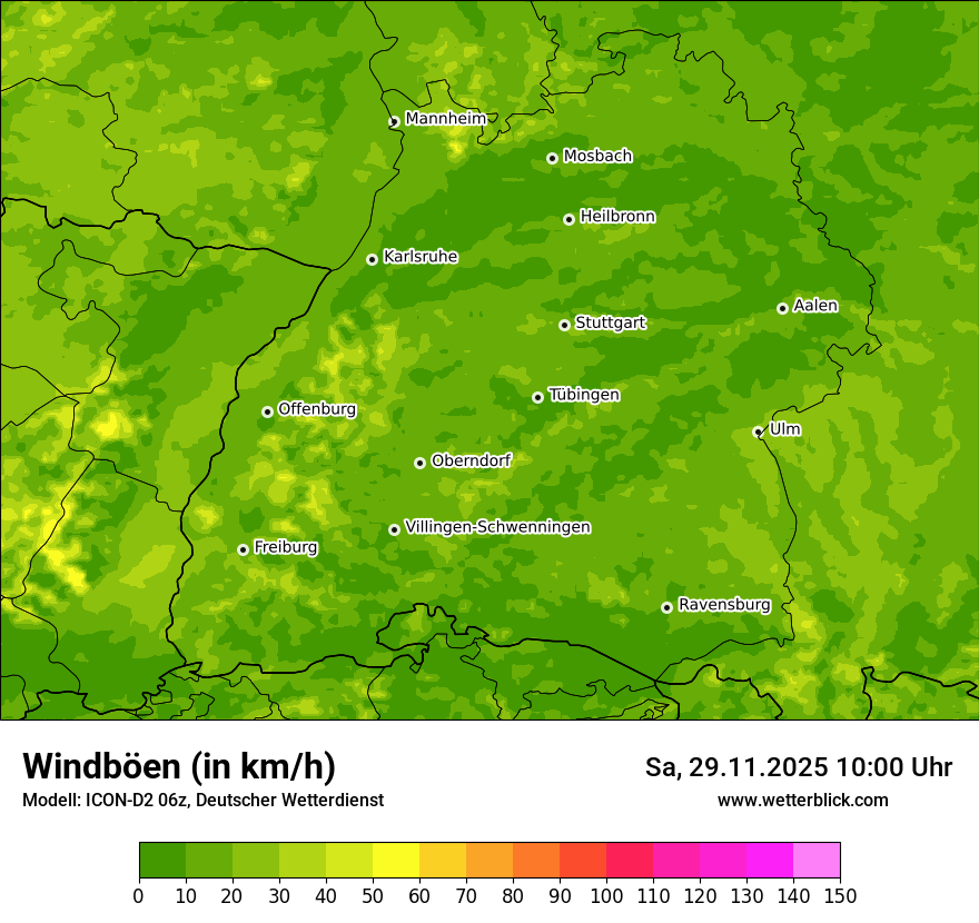 Modellkarten Windgeschwindigkeit