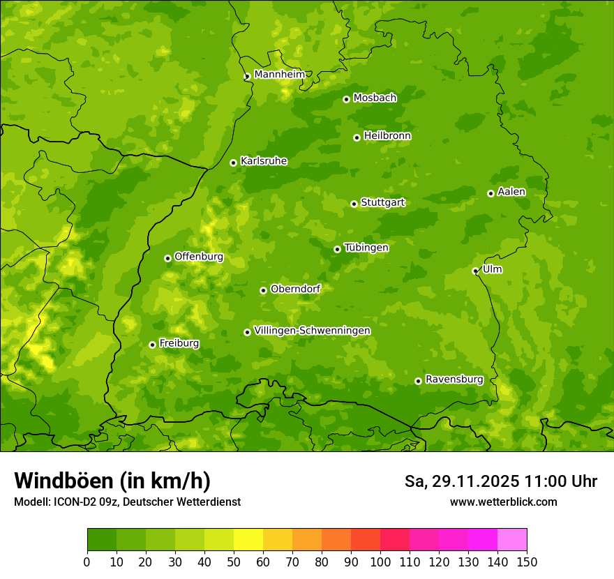 Modellkarten Windgeschwindigkeit