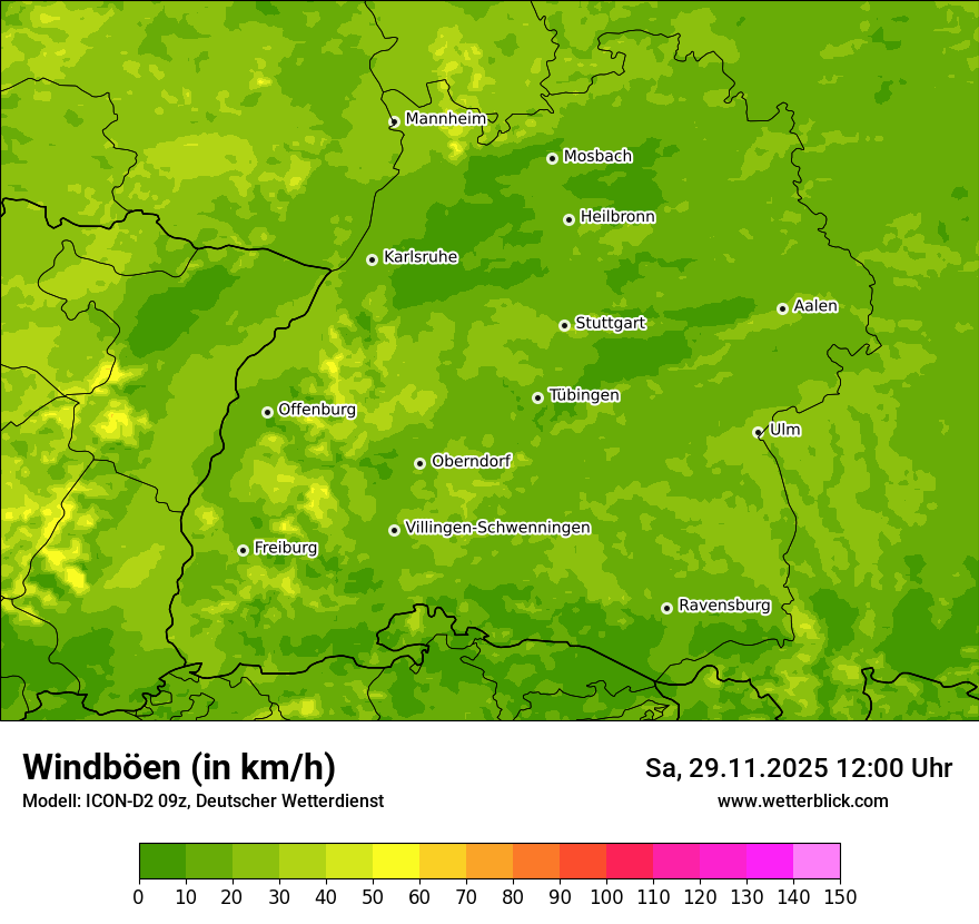 Modellkarten Windgeschwindigkeit
