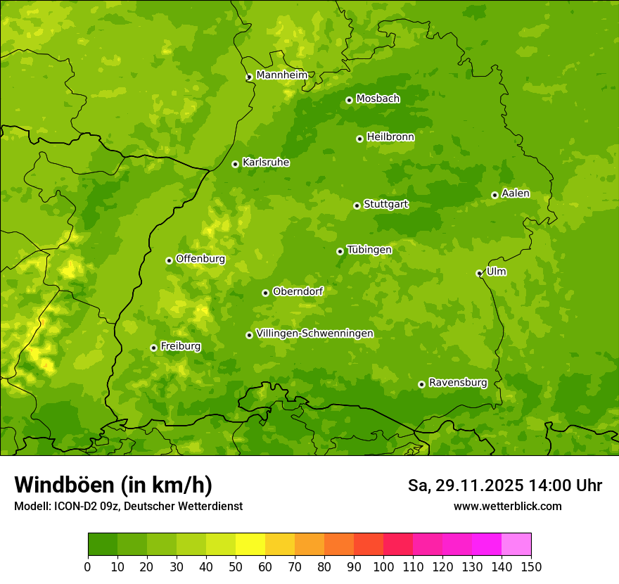 Modellkarten Windgeschwindigkeit