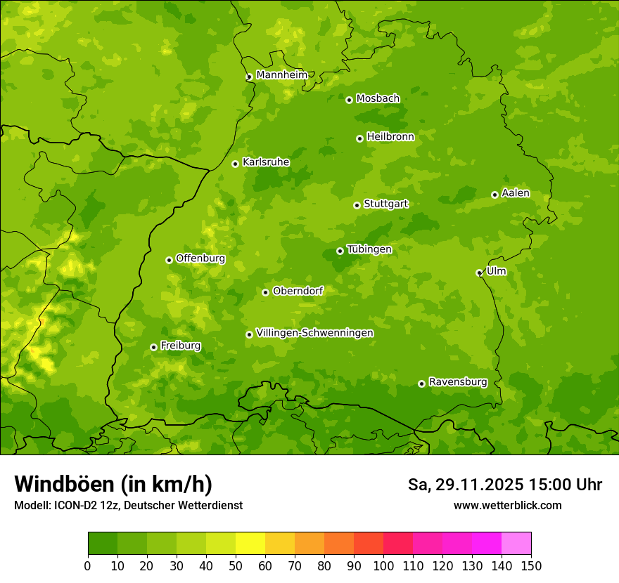 Modellkarten Windgeschwindigkeit