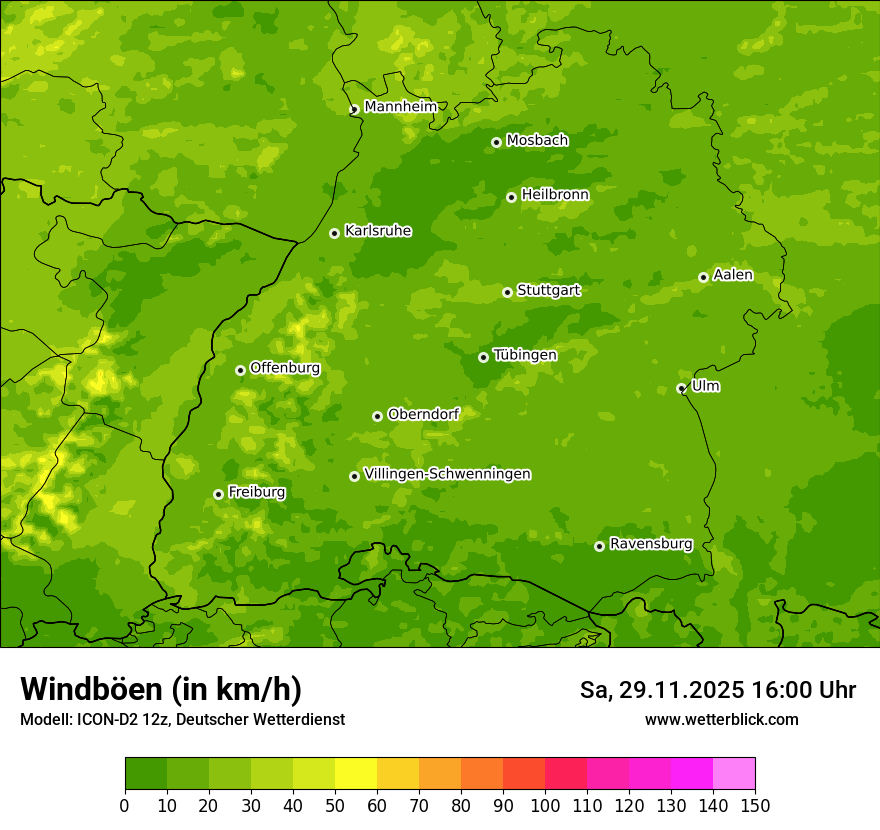 Modellkarten Windgeschwindigkeit