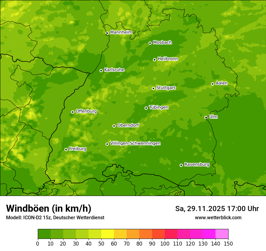Modellkarten Windgeschwindigkeit
