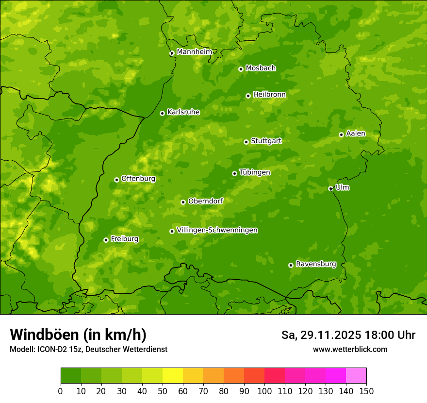 Modellkarten Windgeschwindigkeit