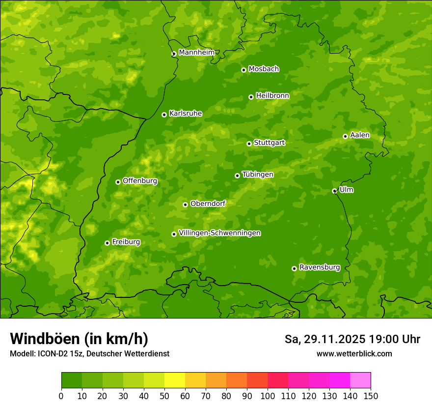 Modellkarten Windgeschwindigkeit