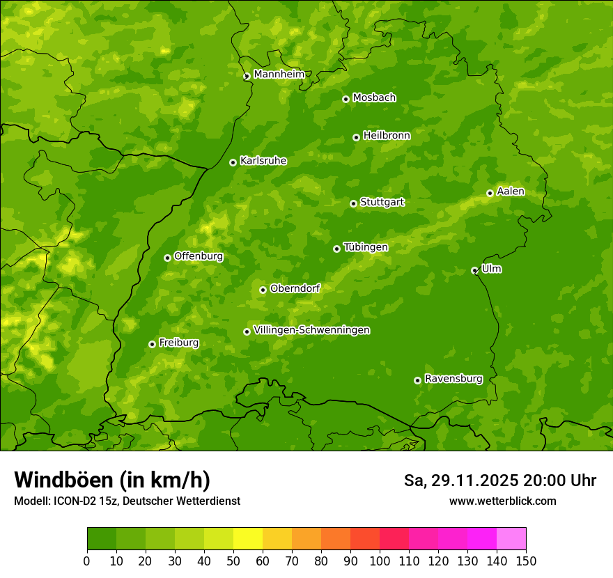 Modellkarten Windgeschwindigkeit