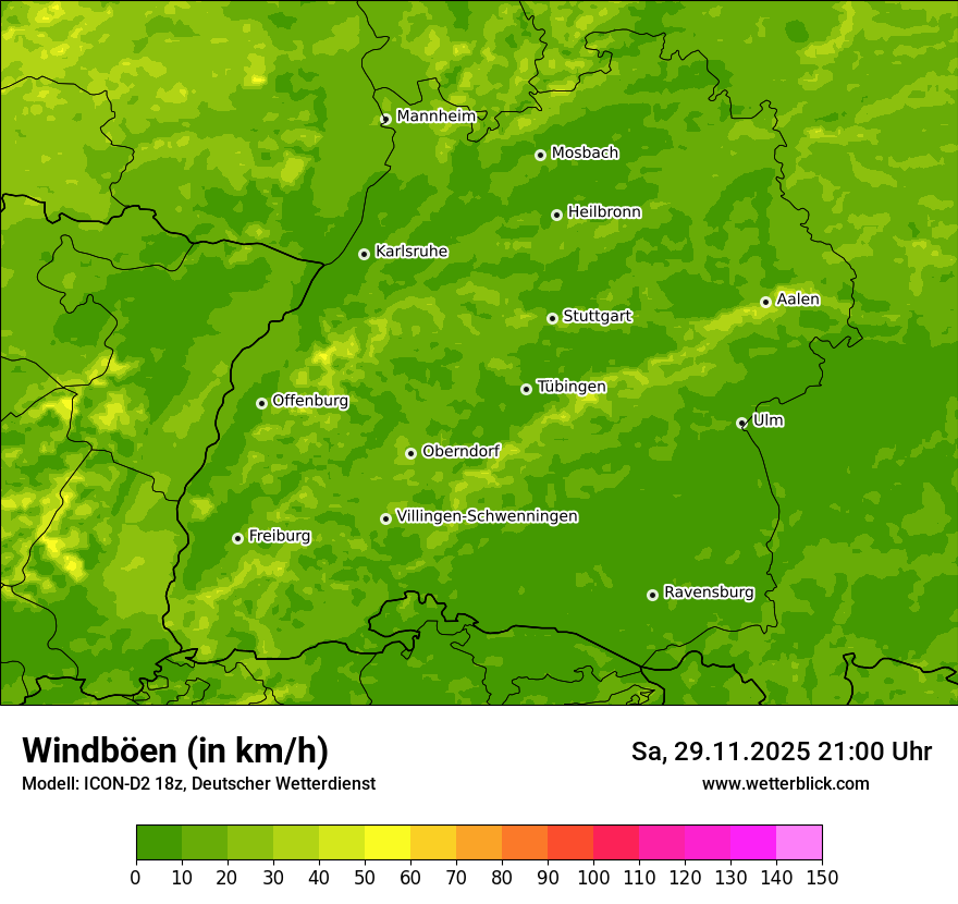 Modellkarten Windgeschwindigkeit