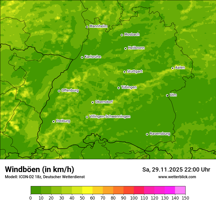 Modellkarten Windgeschwindigkeit