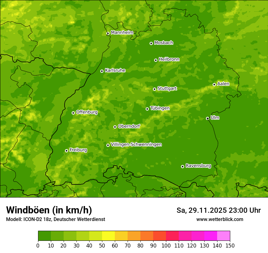 Modellkarten Windgeschwindigkeit