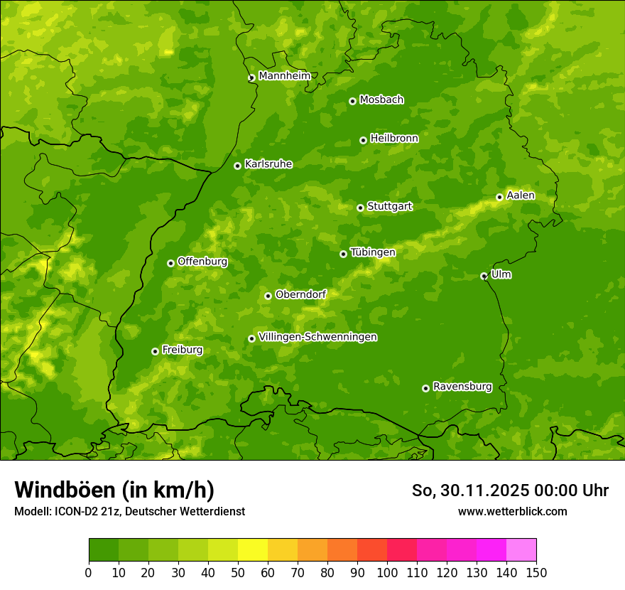 Modellkarten Windgeschwindigkeit