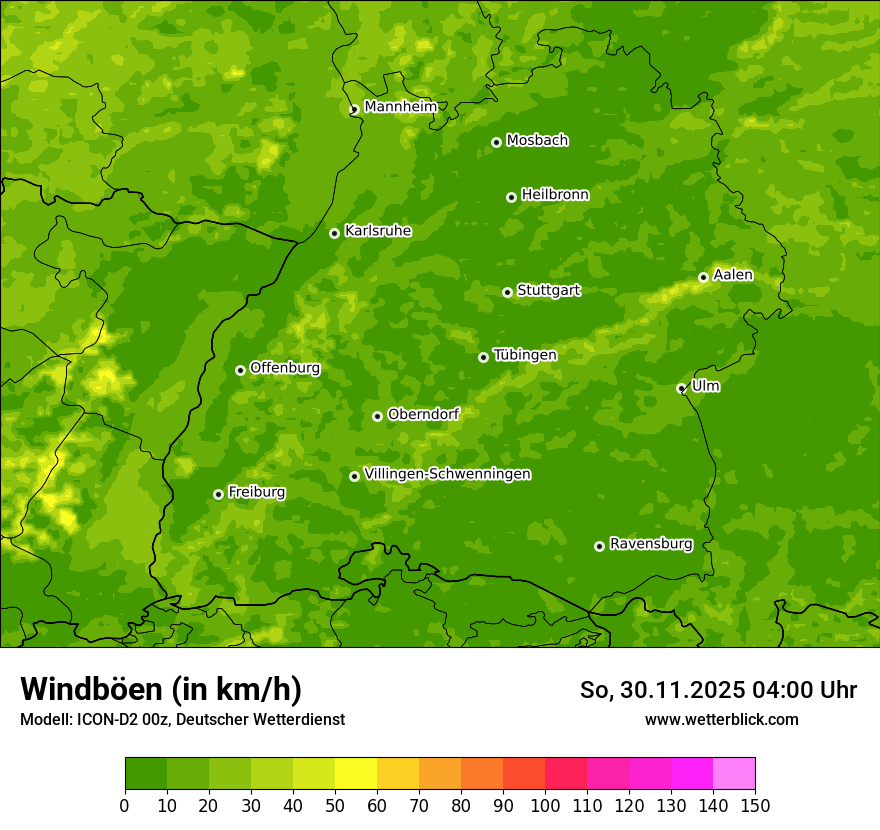 Modellkarten Windgeschwindigkeit
