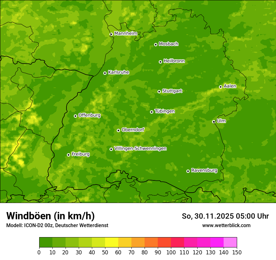 Modellkarten Windgeschwindigkeit