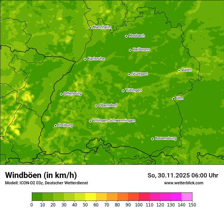 Modellkarten Windgeschwindigkeit