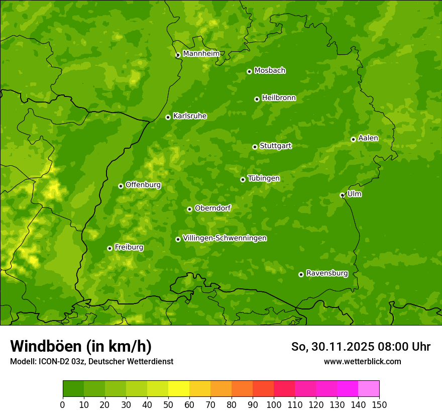 Modellkarten Windgeschwindigkeit