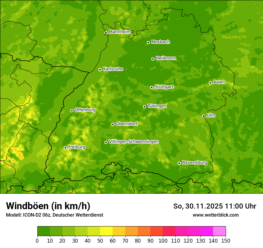 Modellkarten Windgeschwindigkeit