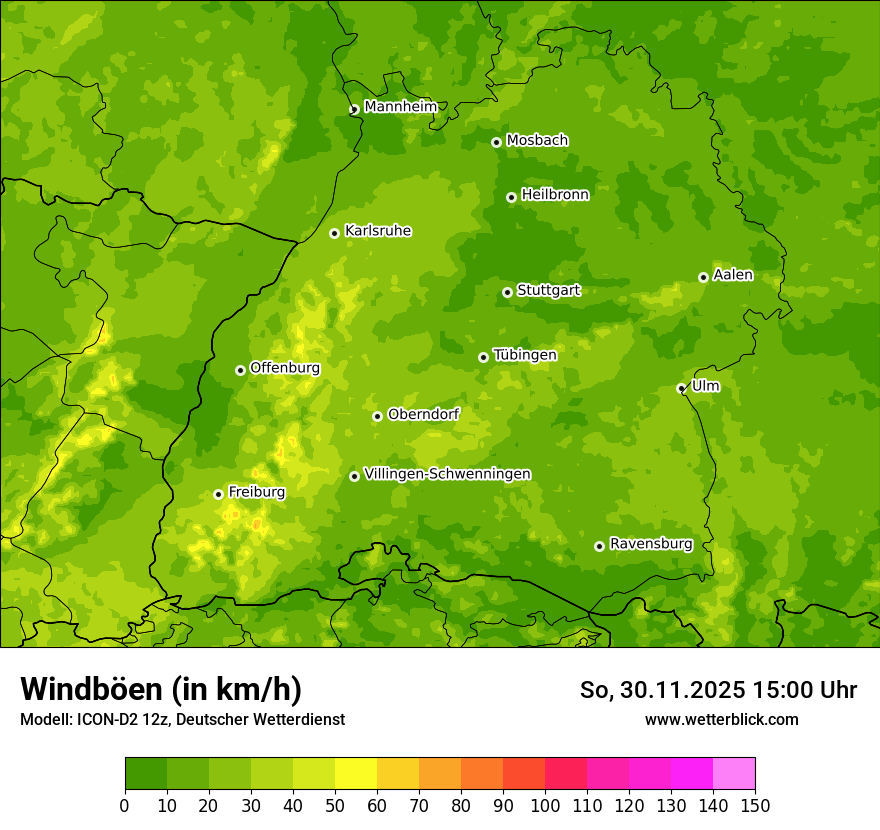 Modellkarten Windgeschwindigkeit