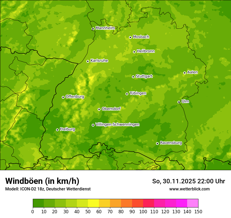 Modellkarten Windgeschwindigkeit