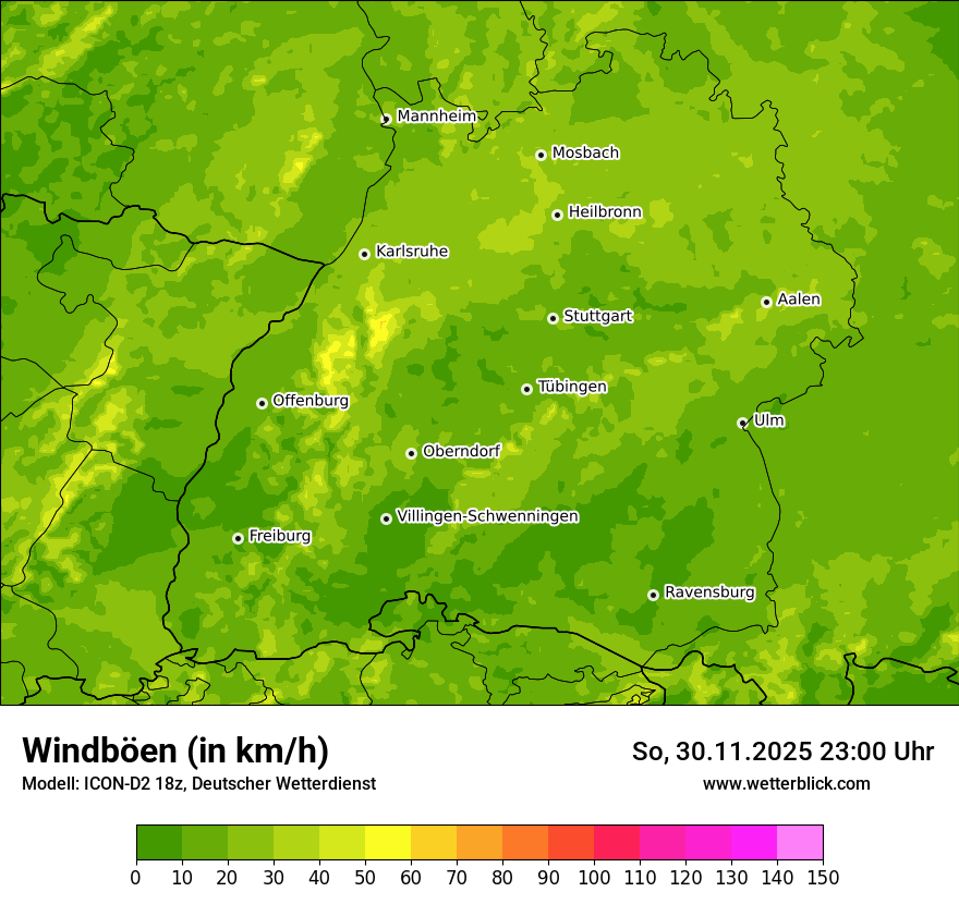 Modellkarten Windgeschwindigkeit