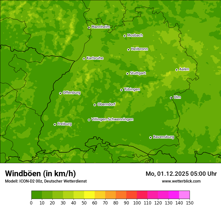 Modellkarten Windgeschwindigkeit